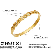 304 Stainless Steel 18K PVD Gold Twist Rope Zircon Bangle made with 304 Stainless Steel and 18K PVD gold finish for wholesale jewelry buyers - image 8