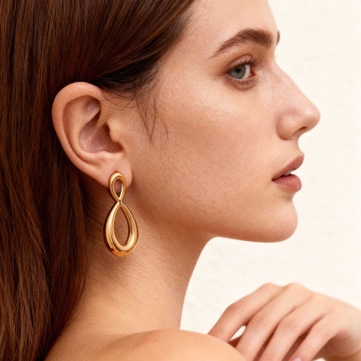 316L Stainless Steel Two-Tone Infinity Drop Earrings – PVD Gold Minimalist Design