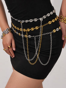 316L Stainless Steel Mixed Metal Coffee Bean Chain Jewelry Set for Women