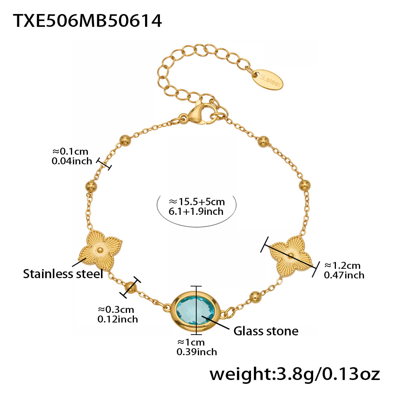 tx506 long beaded necklace stainless steel