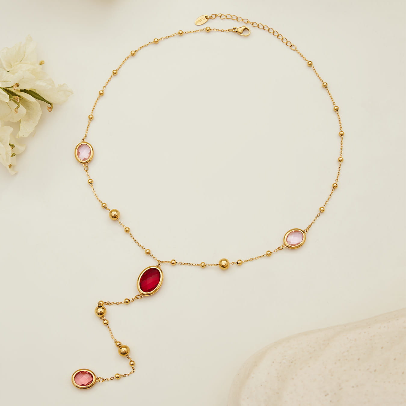 tx506 red zirconia jewelry set on model