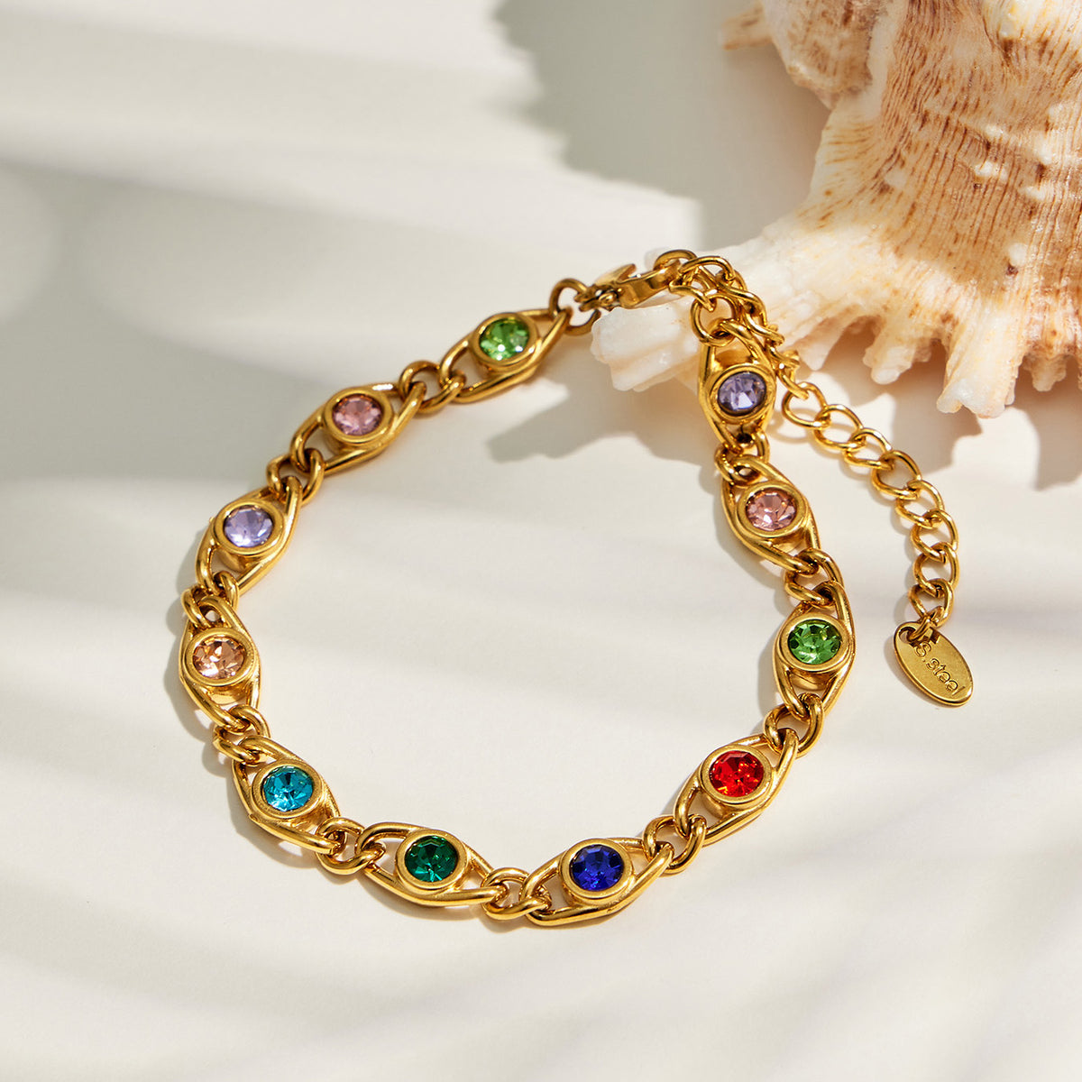 Multicolor zircon bracelet flat lay