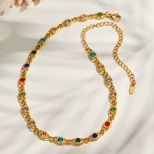 Multicolor zircon necklace flat lay
