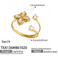 Ring / Gold Zircon Flower Open Ring / Size 7
