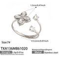 Ring / Steel Zircon Flower Open Ring / Size 7