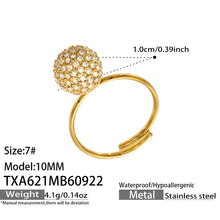 TXA621 10 mm zircon ball open ring size 7 product details