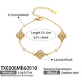 Bracelet / TXE008 Four-Petal Flower Zircon / Gold / 17+5 cm