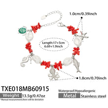 TXE018 steel-tone ocean animal charm bracelet 17+5 cm size details