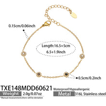 TXE148 black cubic zirconia gold station bracelet 16.5 plus 5 cm size guide