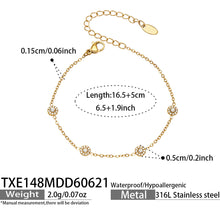 TXE148 white cubic zirconia gold station bracelet 16.5 plus 5 cm size guide