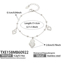 TXE158 steel-tone heart zircon charm bracelet 17+5 cm size and product details