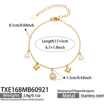 TXE168 heart and teardrop zircon charm bracelet 17+5 cm size details
