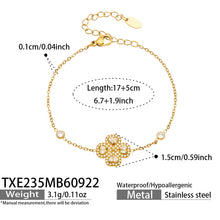 TXE235 four-petal flower zircon bracelet 17+5 cm size and product details