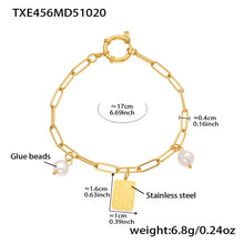 TXE456 gold DIY paperclip charm bracelet size guide, 17 cm