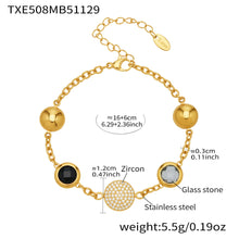 Size specifications for the emerald green bezel bracelet with a focus on its waterproof gold plating.