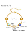 Blue Glass Stone Gold Bracelet 16+5cm