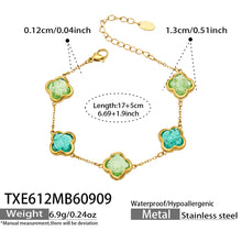 TXE612 green zircon bracelet size details, 17+5 cm