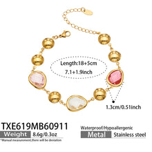 TXE619 pink glass stone bracelet size details