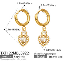TXF122 heart zircon hoop earrings size and product details in gold-tone stainless steel