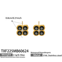 TXF225 steel tone black clover zircon earrings product image for 316L stainless steel jewelry wholesale