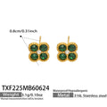 Dark Green CZ - Gold / Earrings