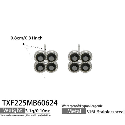 TXP225 steel tone white clover zircon necklace product image for 316L stainless steel jewelry wholesale