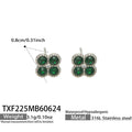 Dark Green CZ - Steel / Earrings