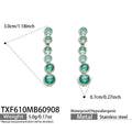 Green Zircon - Steel Tone / Drop Earrings