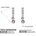 Purple Zircon - Steel Tone / Drop Earrings