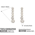 White Zircon - Steel Tone / Drop Earrings