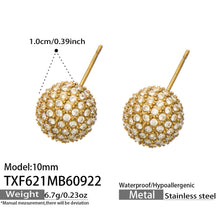 TXF621 10 mm zircon ball stud earrings size and product details