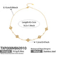 Necklace / TXP008 Four-Petal Flower Zircon / Gold / 42+5 cm