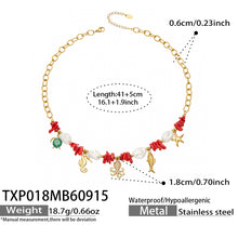 TXP018 gold-tone ocean animal charm necklace 41+5 cm size details