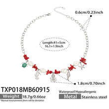 TXP018 steel-tone ocean animal charm necklace 41+5 cm size details