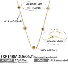 TXP148 black cubic zirconia gold station necklace 41 plus 5 cm size guide