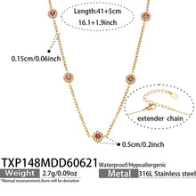 TXP148 pink cubic zirconia gold station necklace 41 plus 5 cm size guide