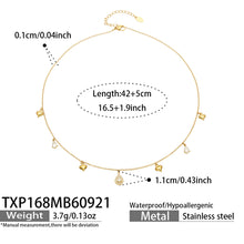 TXP168 heart and teardrop zircon charm necklace 42+5 cm size details