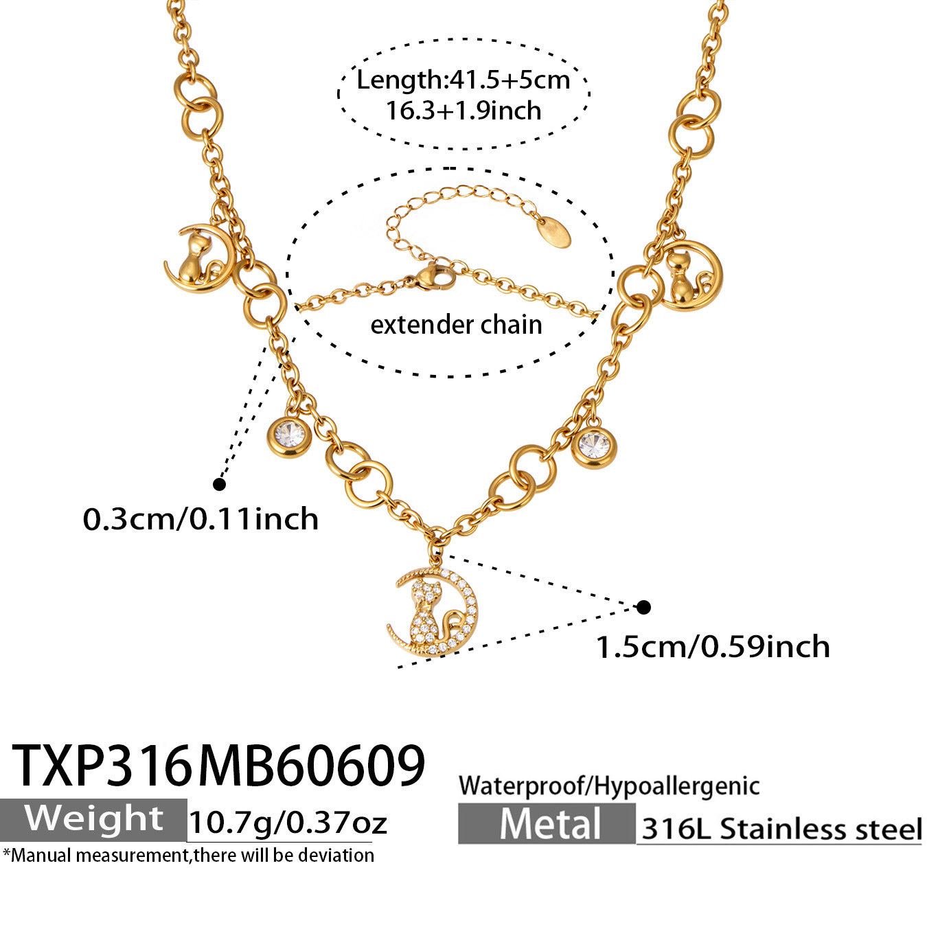 316L Stainless Steel 18K PVD Gold Coastal Charm Necklace & Bracelet Collection