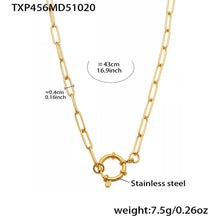 TXP456 plain gold paperclip chain necklace size guide, 43 cm