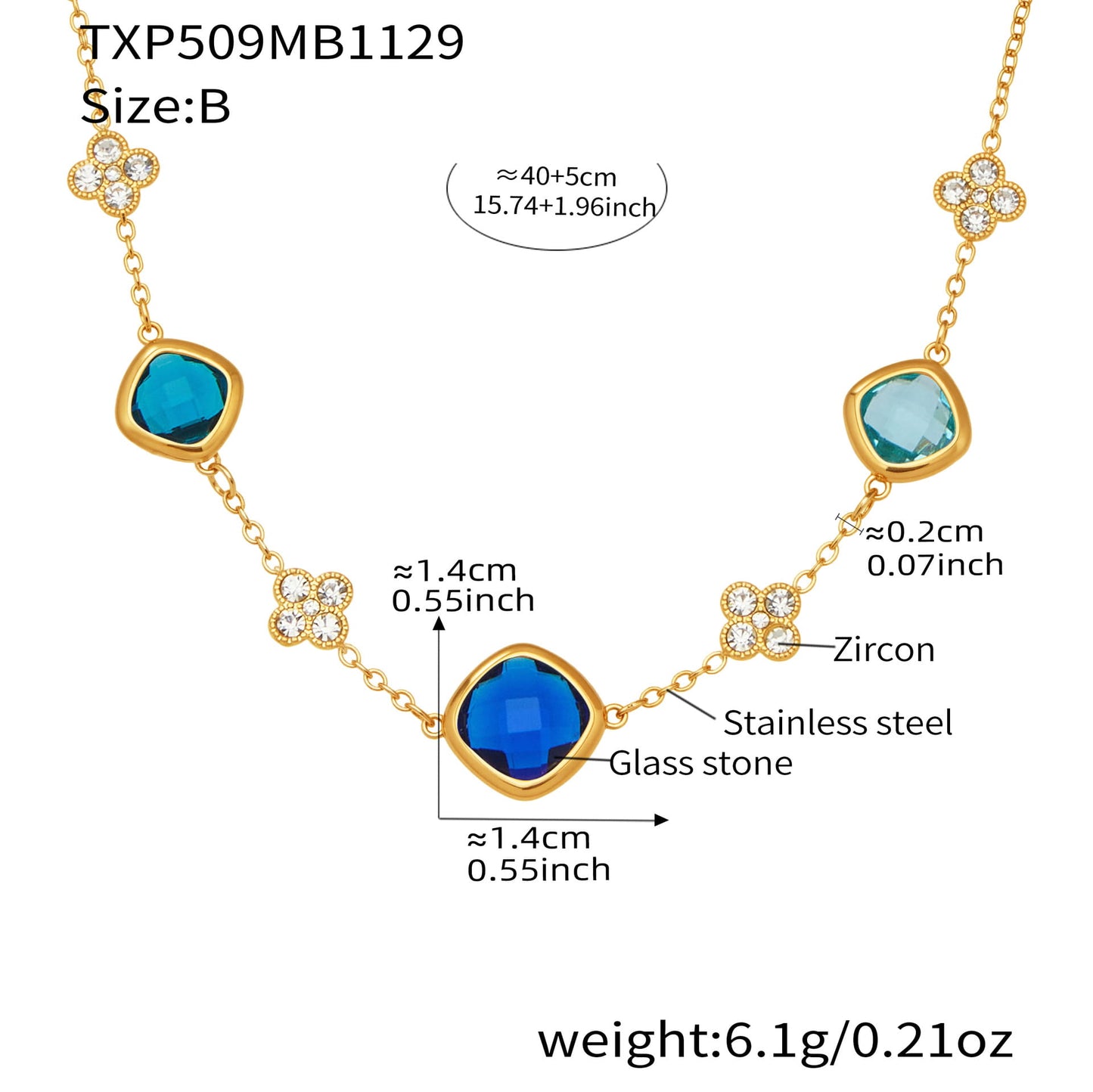 316L Stainless Steel Glass Stone Jewelry Set | Wholesale