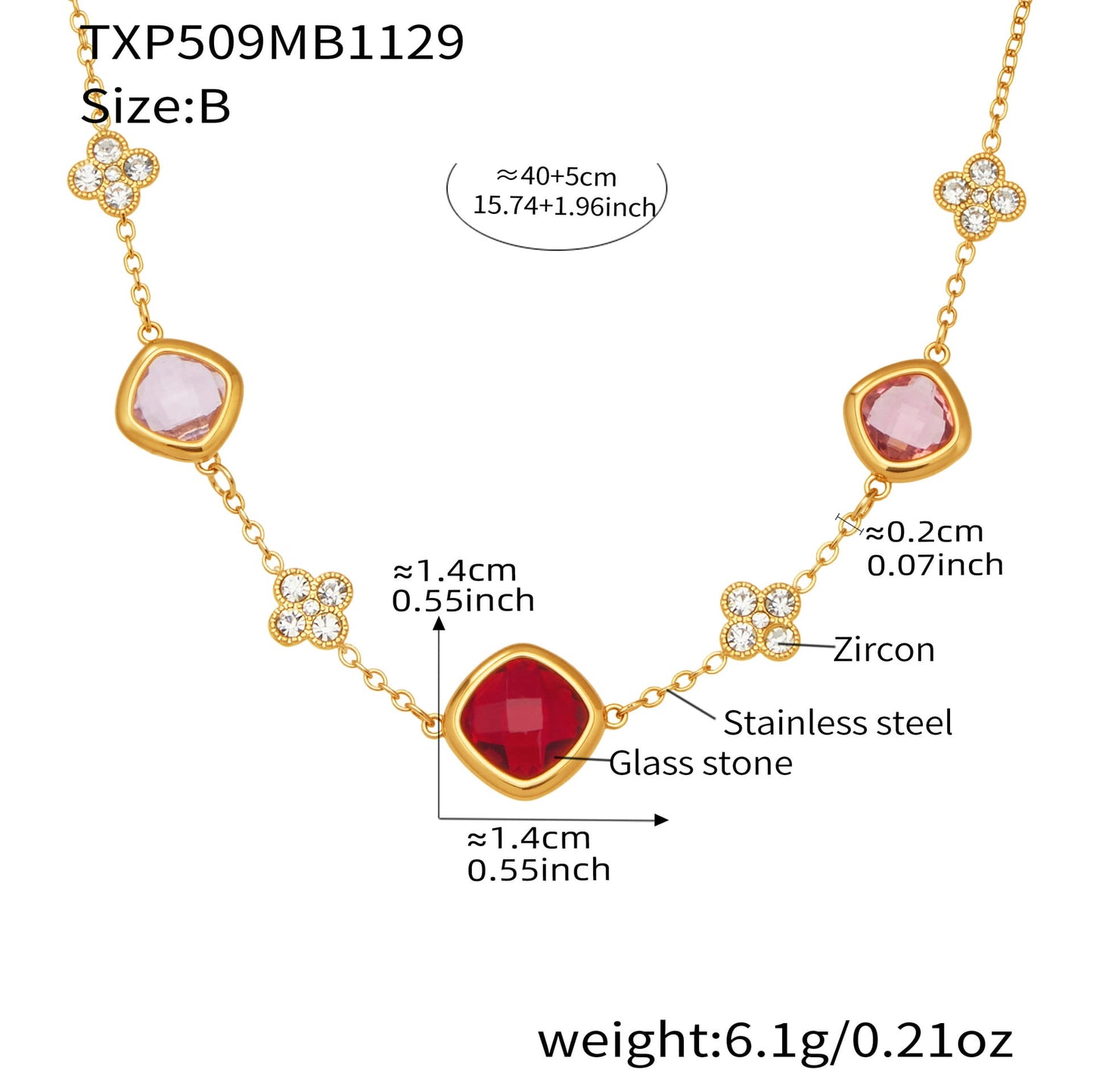 316L Stainless Steel Glass Stone Jewelry Set | Wholesale