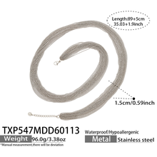 TXP547A steel necklace size details, 89+5 cm length and 1.5 cm width