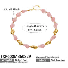 TXP600 pink resin necklace with gold finish size and product details