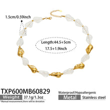 TXP600 white resin necklace with gold finish size and product details