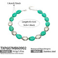 Necklace / Green Resin Steel / 43+5 cm