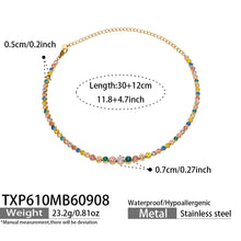 TXP610 multicolor zircon gold-tone necklace size details, 30+12 cm