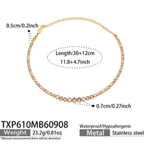 TXP610 purple zircon gold-tone necklace size details, 30+12 cm