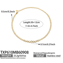TXP610 white zircon gold-tone necklace size details, 30+12 cm