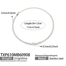 TXP610 white zircon steel-tone necklace size details, 30+12 cm