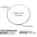 Necklace / Blue Zircon / Steel / 30+12 cm